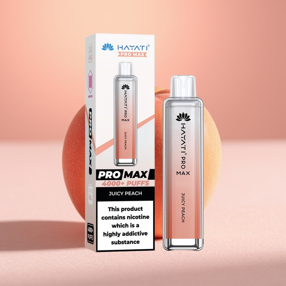 Hayati Pro Max 4000 מכשיר אידוי חד פעמי אפרסק עסיסי 2%/5% ניקוטין סוללה 1400mAh