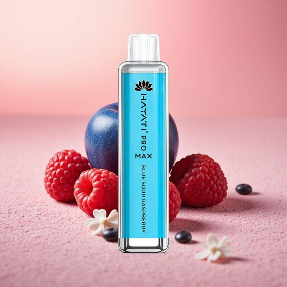 Hayati Pro Max 4000 Puffs מאוורר חד פעמי בטעם פטל כחול חמוץ עם סוללה 1400mAh וגוף קריסטל